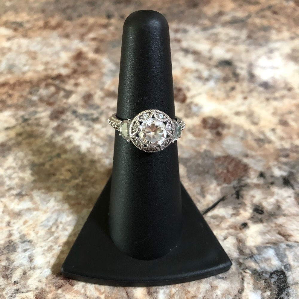 Vintage style CZ sterling silver ring